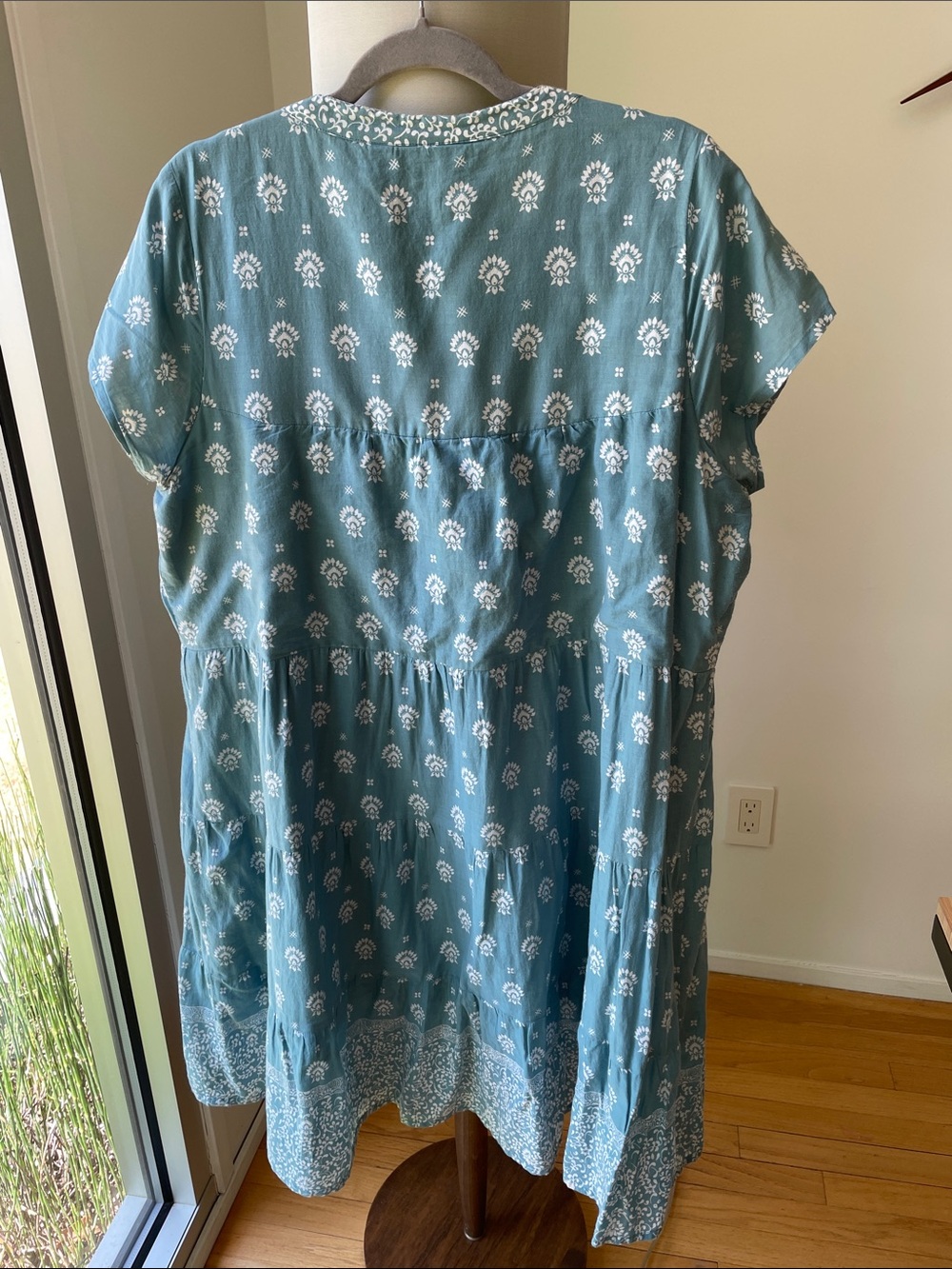 Roller Rabbit Teal Blue Floral Tiered Cotton Dress - Picture 3 of 5